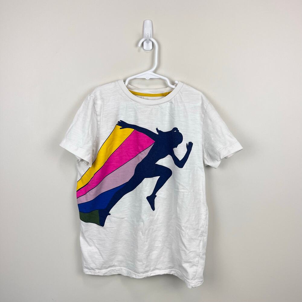 Mini Boden Short Sleeve Graphic T-Shirt Rainbow Run 11-12
